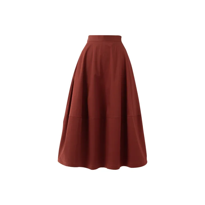SOON FLOWER Casual Long Skirt Women's Vintage Red-0