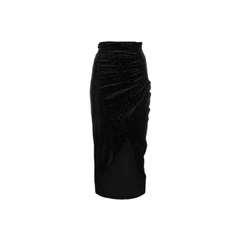 Patrizia Pepe Gathered Glitter Asymmetric Skirt