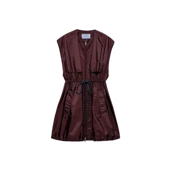 PRADA Re Nylon SS25 Sleeveless Dress Women's Garnet Red