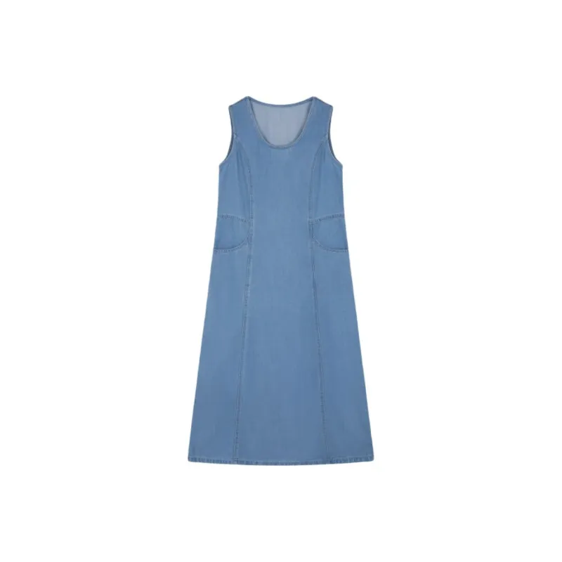 IHIMI Sleeveless Dress Women's Denim Blue-0