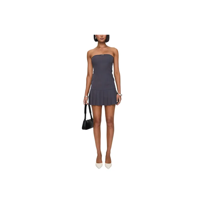 PRINCESS POLLY TWIN FLAME STRAPLESS MINI DRESS Sleeveless Dress Women's SLATE GREY/Slate Gray-0