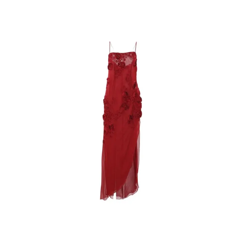 Blumarine Rose embroidered Maxi Dress-0