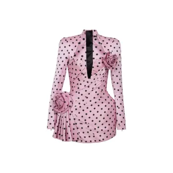 BALMAIN Polka Dot print Pleated Minidress
