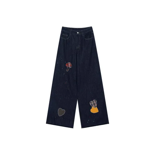 ELF SACK Vintage Frayed Edge Wide Leg Jeans Women's
