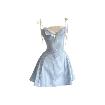 PAIN OR PLEASURE Summer Slip Dresses Women's Blue