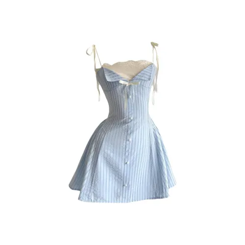 PAIN OR PLEASURE Summer Slip Dresses Women's Blue