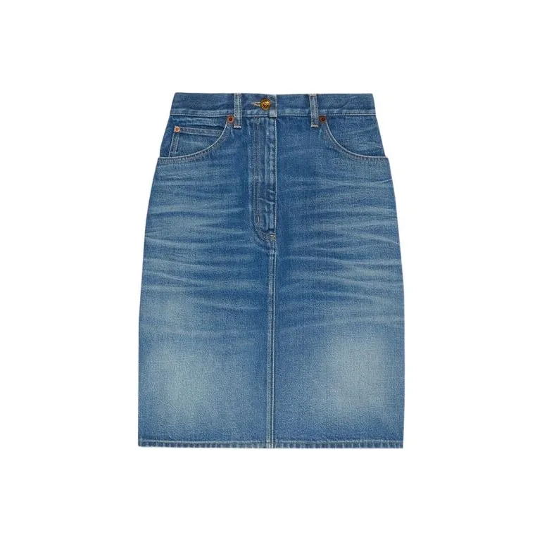 GUCCI High waisted Denim Pencil Skirt-0