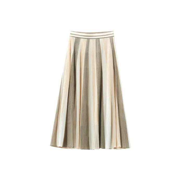 OVV Casual Long Skirts Women's Khaki Green Patchwork 01-0