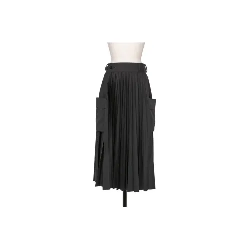 Sacai X Thomas Mason Pleated Midi Poplin Skirt