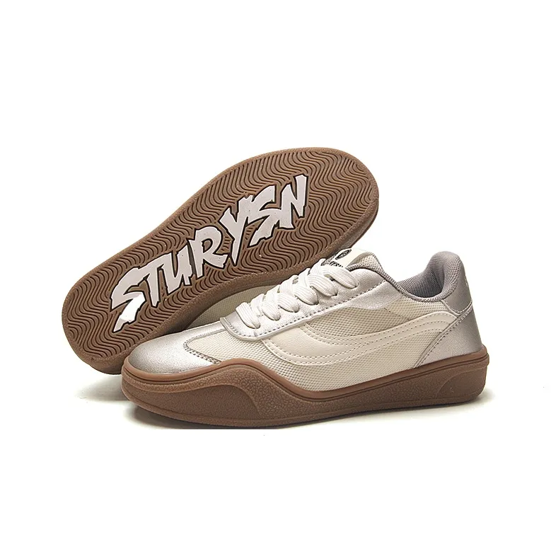 STUR YSN Abrasion Resistant, Lightweight, And Breathable Low Top Skateboard Shoes Women's Silver-6
