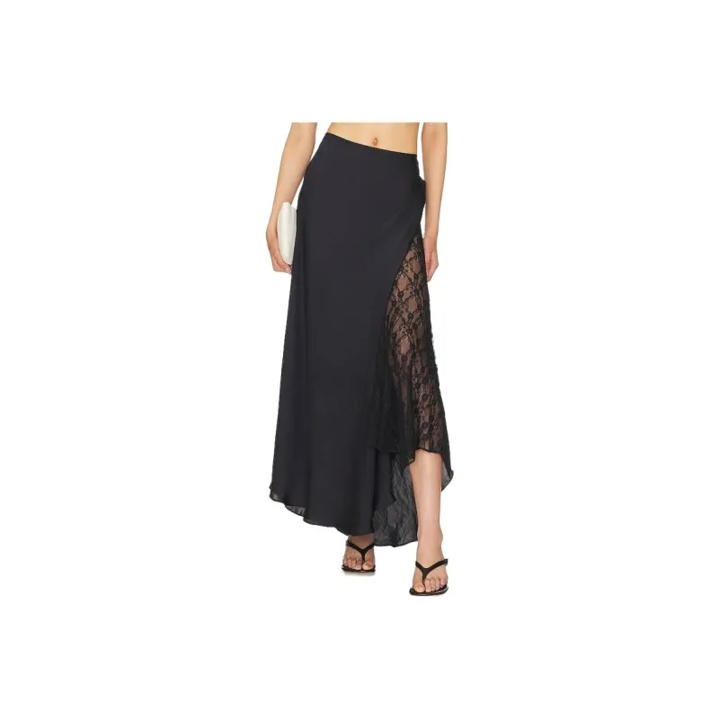 FREE PEOPLE Casual Long Skirts Women's Black-0