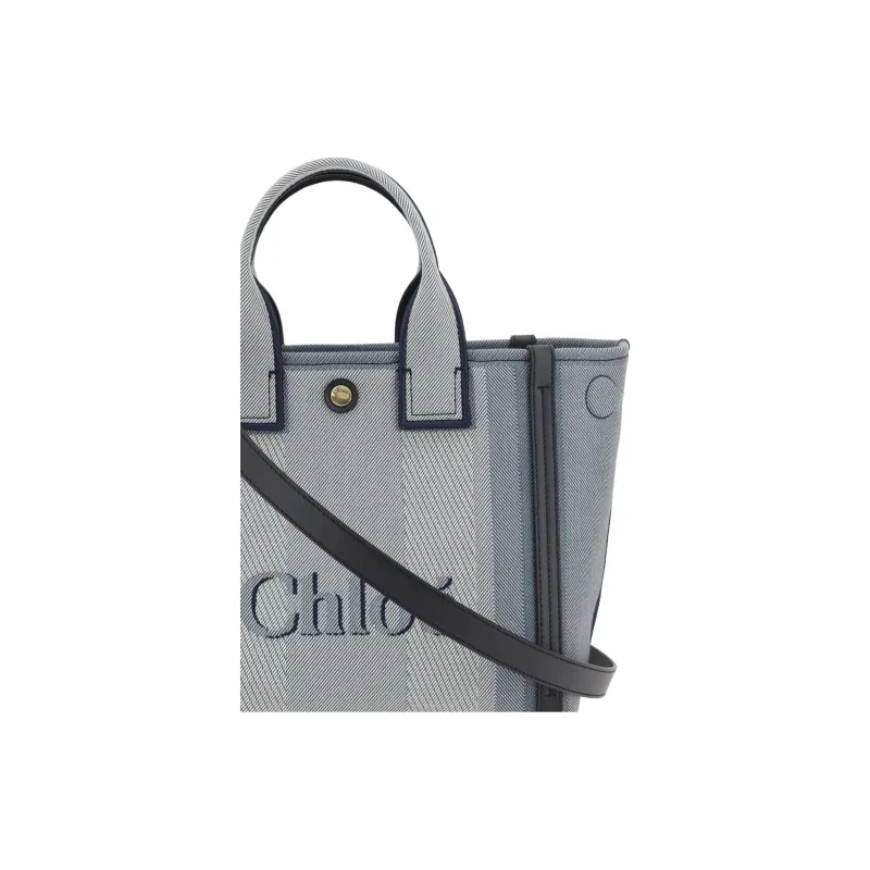 Chloe Carry Cotton Shoulder Bag, Crossbody Bag, Handbag Women's Gray & Blue-3