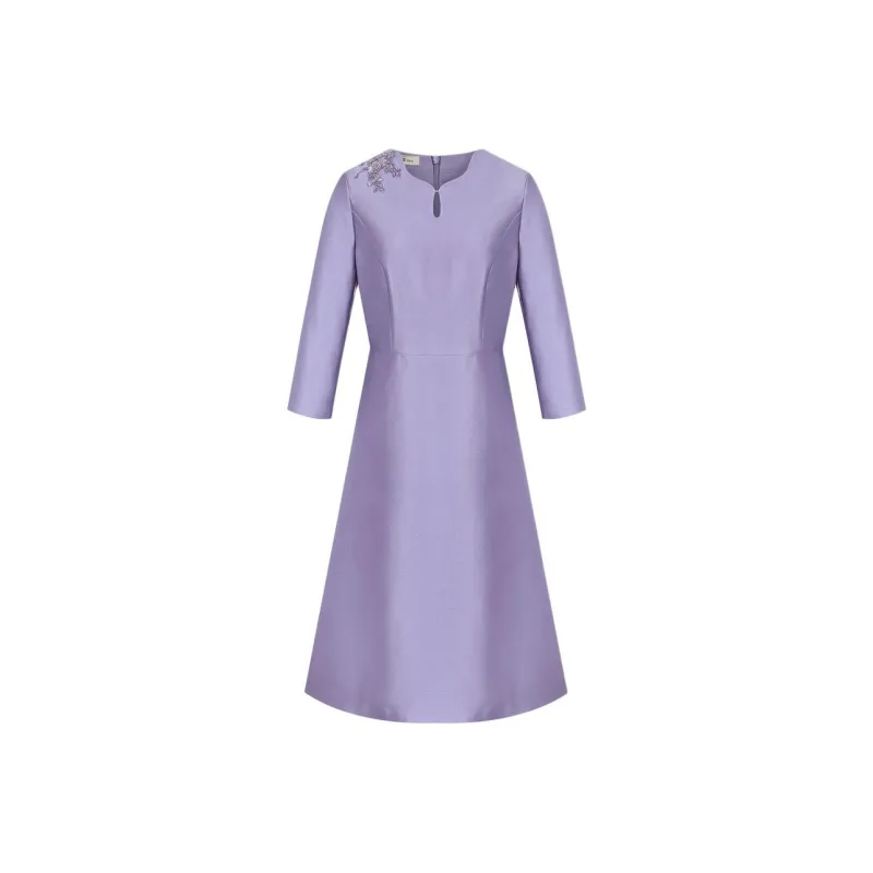 BBLLUUEE Long Sleeved Dress Women's Mist Purple-0