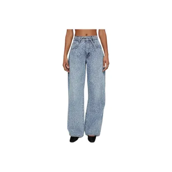 NASTY GAL Washed Leopard Print Jean Jeans Women's Washed Blue