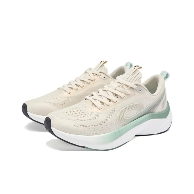 QIAODAN Speed 3LITE Anti Slip And Wear Resistant Coverage Low Top Casual Running Shoes Men's Beige Green-1