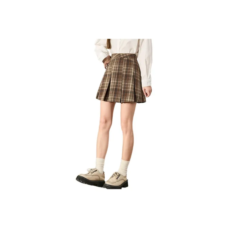 Tonlion Casual Short Skirts Women's Light Brown-0