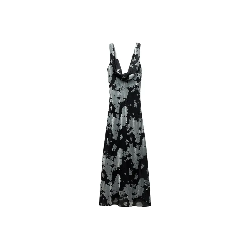 ZARA Sleeveless Dress Women's Blue/Black-0