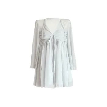 Udon House Long Sleeved Dress Women's Mint Ice Blue