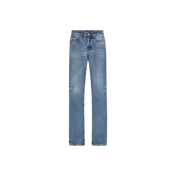 SAINT LAURENT Logo Patch Straight Jeans 'Blue'