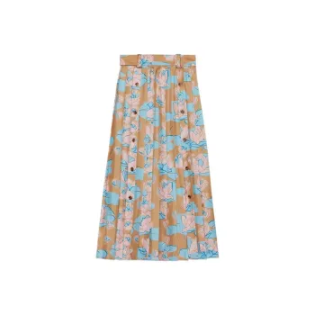 GUCCI Floral print Pleated Midi Skirt