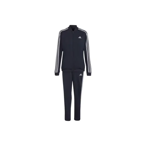 Adidas ESSENTIALS3 Stripes SS25 Track Suit Primegreen Casual Suit Women's Ink/White