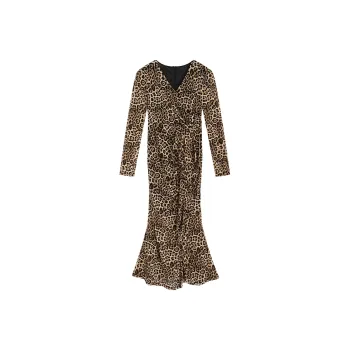 Garbege Long Sleeved Dresses Women's Leopard Print