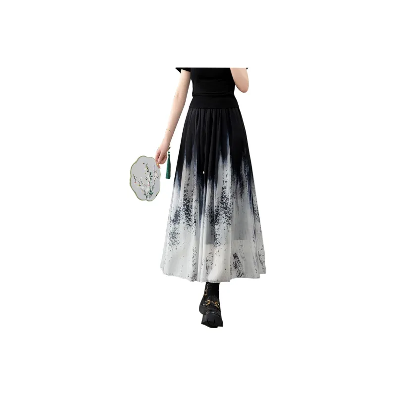 TOUCH Casual Long Skirts Women's Gradient Black-0