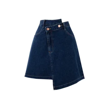 SOON FLOWER Denim Short Skirts Women's Dark Blue