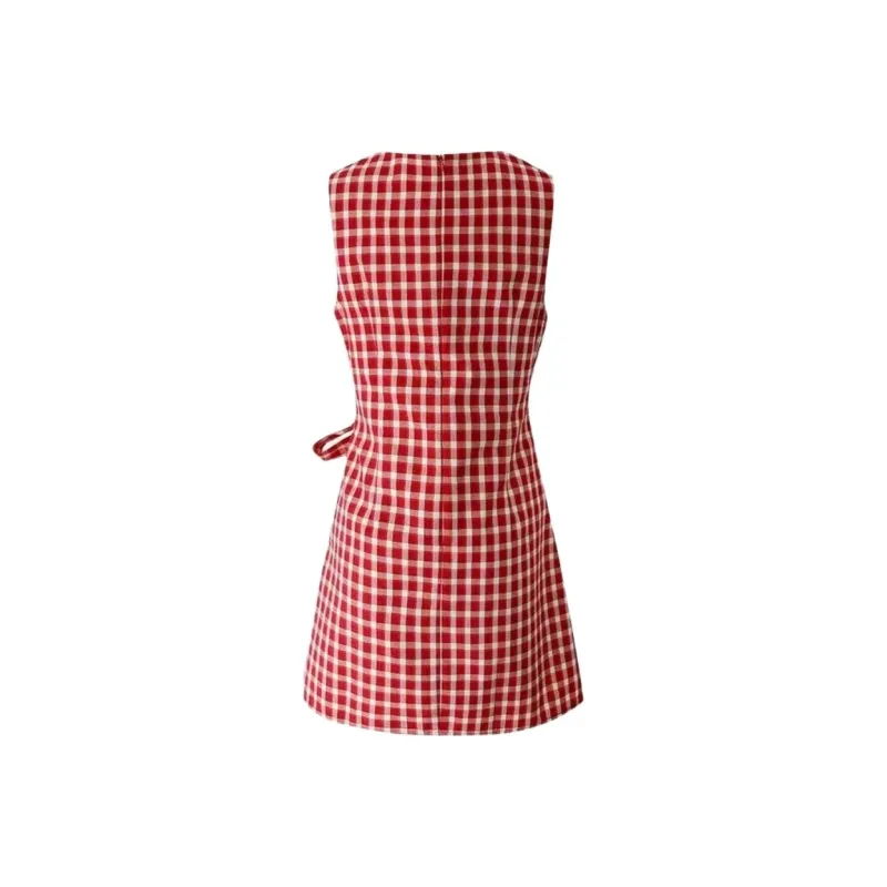 DOKZB Sleeveless Dresses Women's Red-1