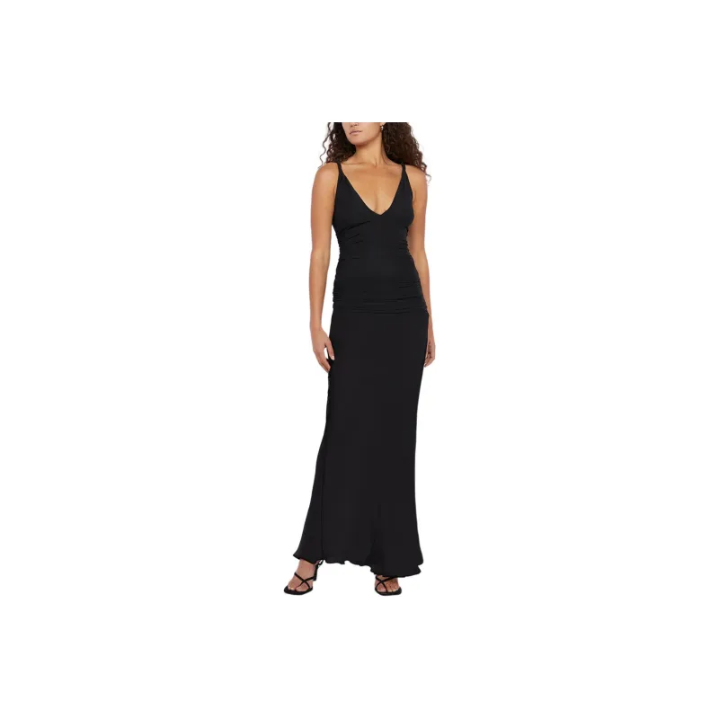 BEC+BRIDGE ESTELLA V NECK DRESS Slip Dresses Women's BLACK/Black-0