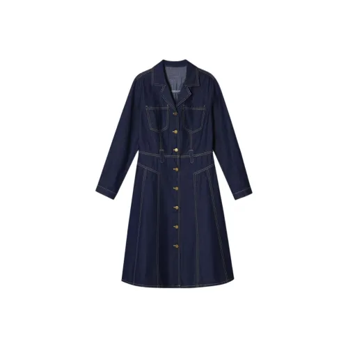 PSALTER Long Sleeved Dress Women's Deep Sea Blue