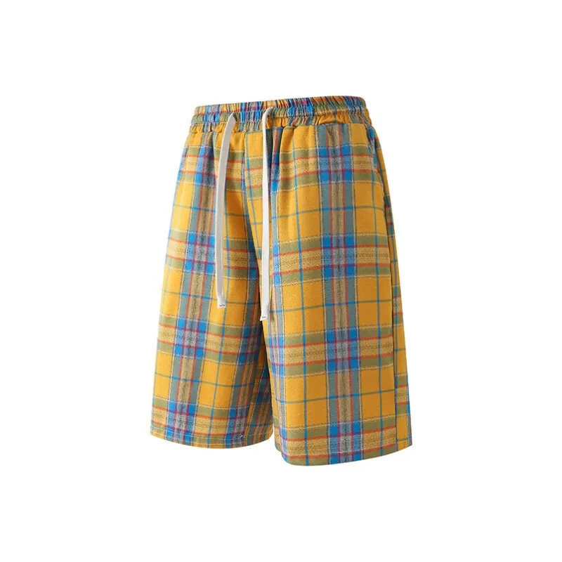 MXDT Casual Shorts Unisex Yellow Plaid-0