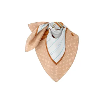 LOUIS VUITTON Mulberry Silk Scarves Women's Beige