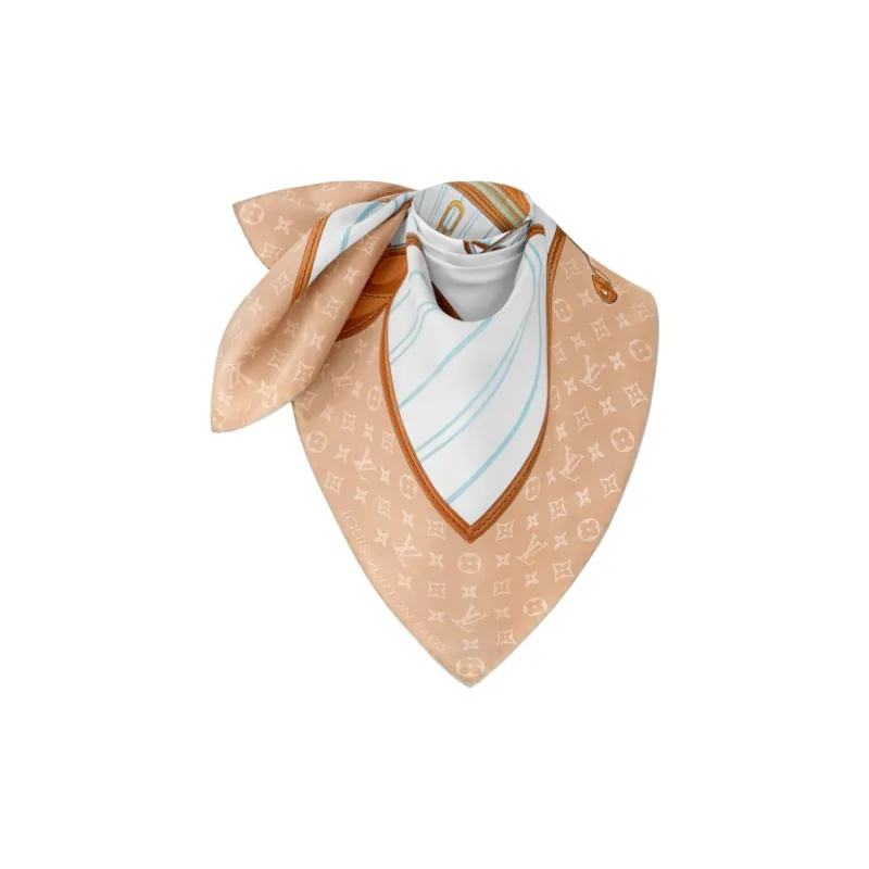 LOUIS VUITTON Mulberry Silk Scarves Women's Beige-0