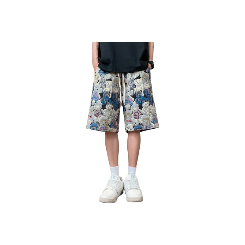 PISYPOX Casual Shorts Unisex Blue Bear Color-0
