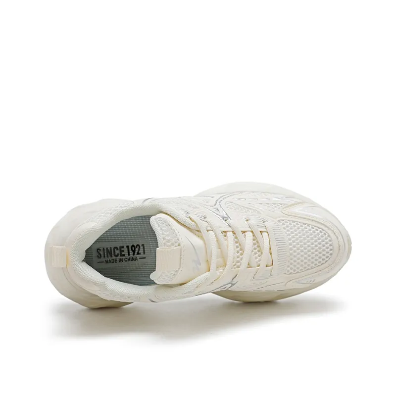 Binary Abrasion Resistant Breathable Height Increasing Low Top Chunky Sneakers Women's Beige-3