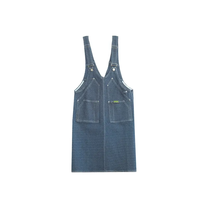 MUGUOGUOMU Sleeveless Dress Women's Denim Blue-0