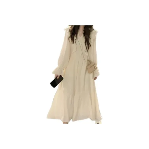 COVER TIME Long Sleeved Dress Women's Apricot