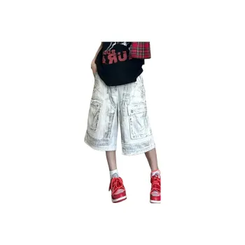 Weles Denim Shorts Unisex White
