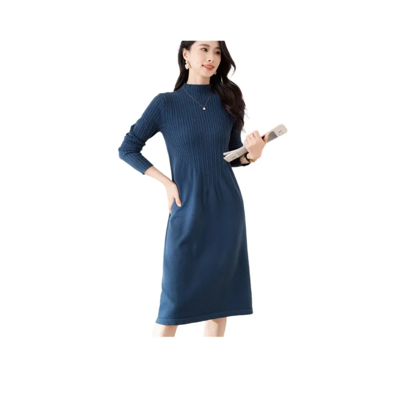 X MOOM Long Sleeved Dress Women's Blue-0