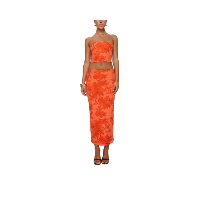 PRINCESS POLLY LEONE SET Skirt Set Women's ORANGE/Orange-0