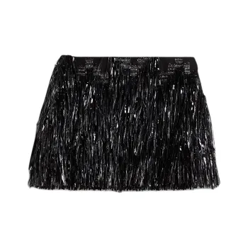 SCANLAN THEODORE Tinsel Fringe Mini Skirt Casual Short Skirts Women's Black