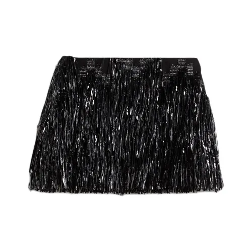 SCANLAN THEODORE Tinsel Fringe Mini Skirt Casual Short Skirts Women's Black