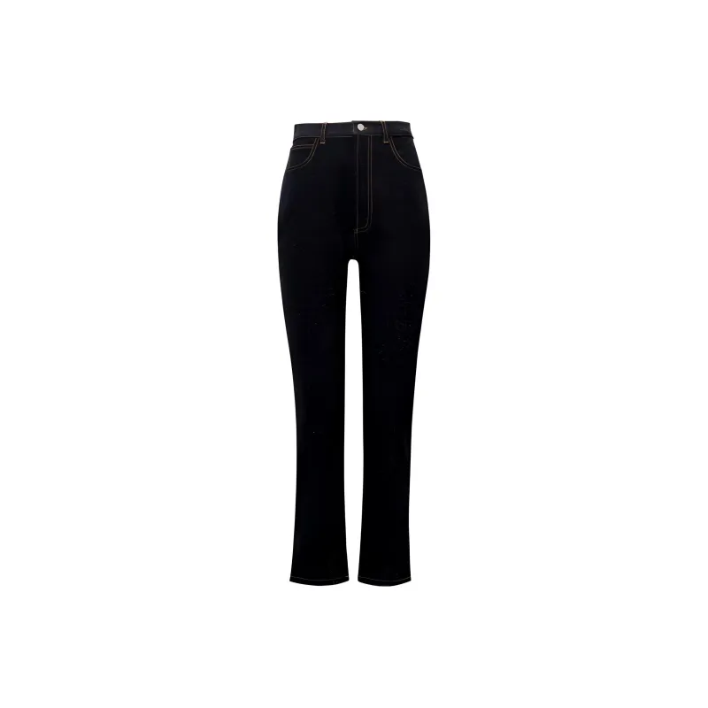 Alaia High Waist Straight Leg Jeans-0