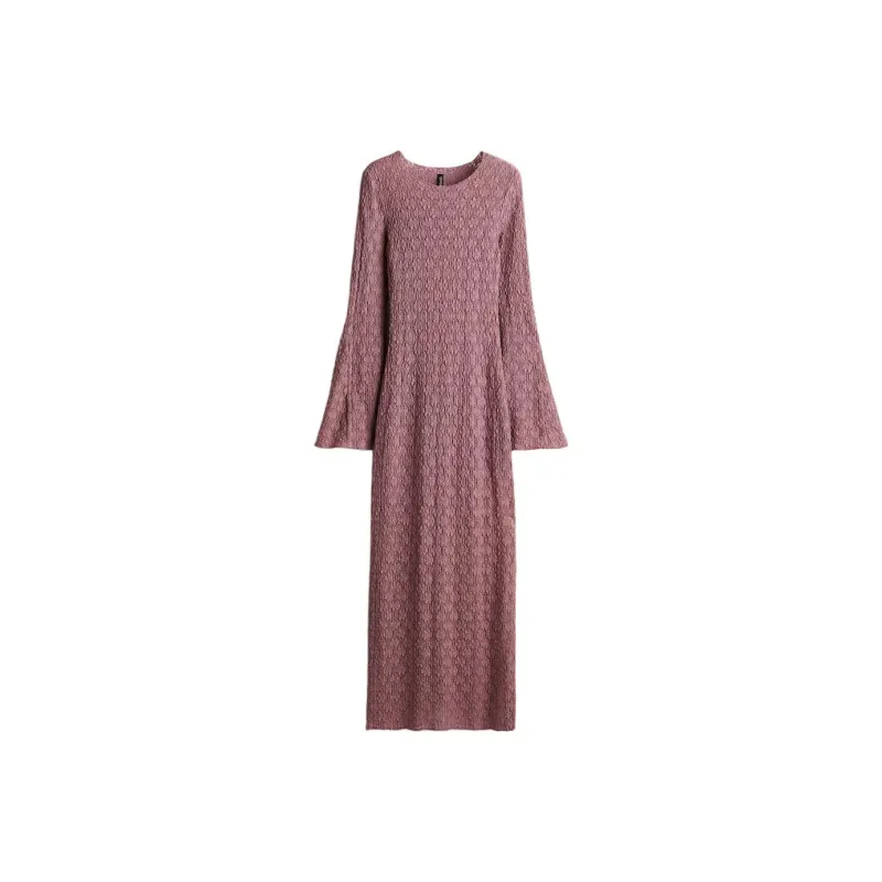 H&M Long-Sleeved Dresses Women's Dark Pink-0