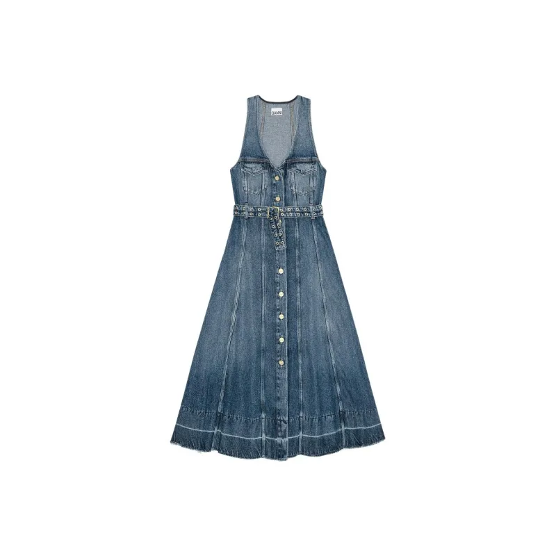 GANNI Denim Maxi Dress-0