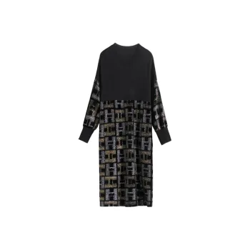 Mapping Long-Sleeved Dresses Women's Black
