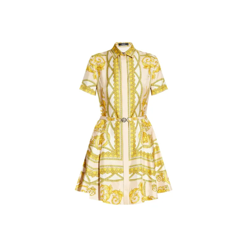 VERSACE Pattern-Printed Short-Sleeved Shirt Dress-0