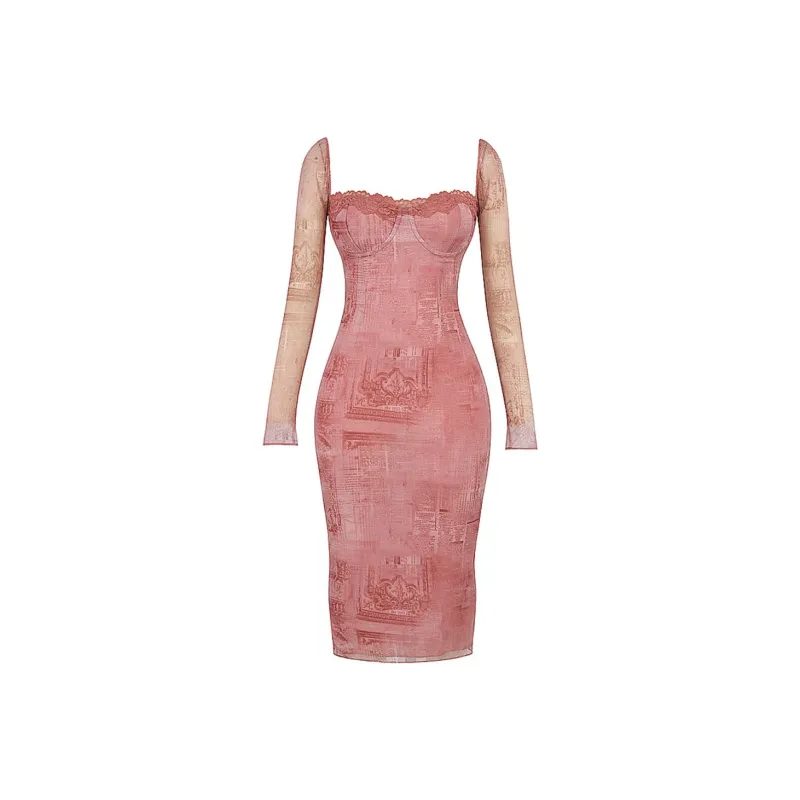 HOUSE OF CB Long Sleeved Dress Women's Pink-4