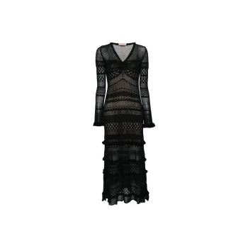 Twinset Open-knit Ruffled Maxi Dress